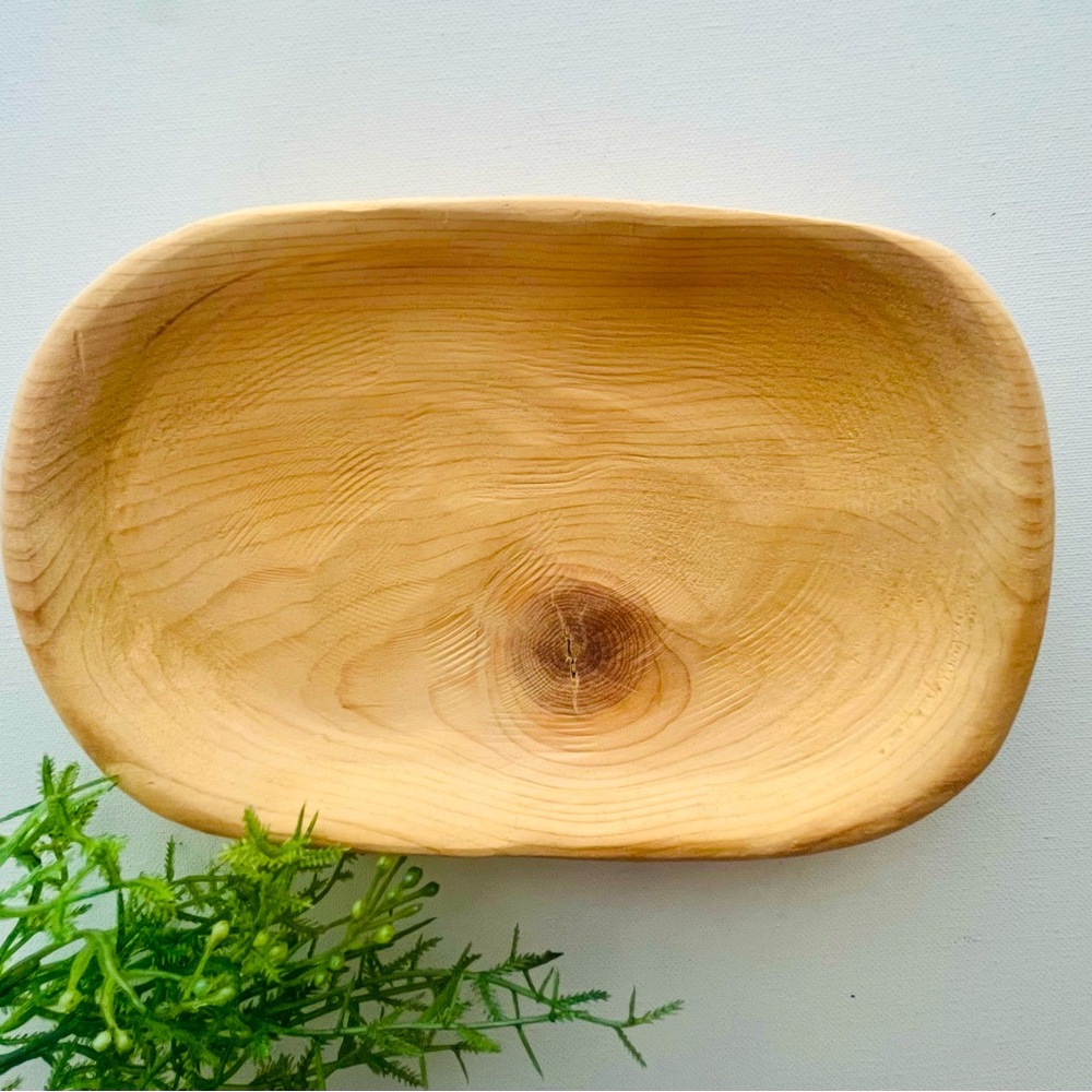 Wood dough bowl decor raw wood.
